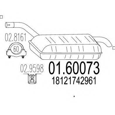 MTS 0160073 Глушник вихлопних газів кінцевий