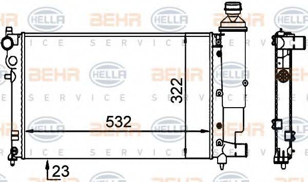 HELLA 8MK376701694 Радіатор, охолодження двигуна