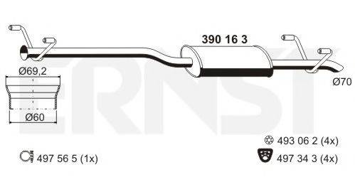 ERNST 390163 Середній глушник вихлопних газів