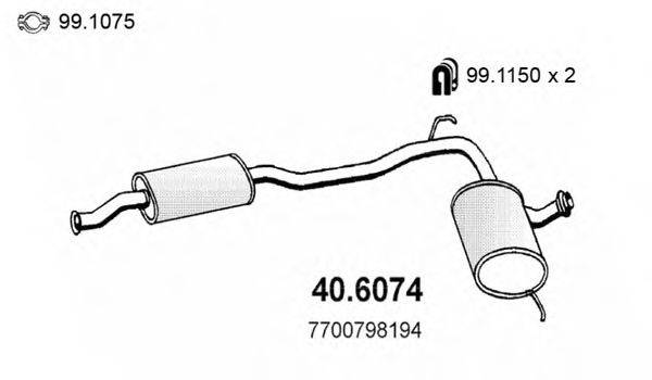 ASSO 406074 Середній глушник вихлопних газів