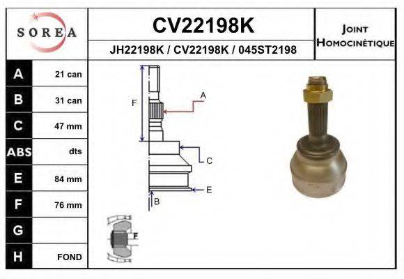 EAI CV22198K Шарнірний комплект, приводний вал