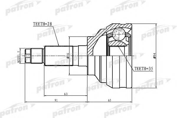 PATRON PCV1369 Шарнірний комплект, приводний вал