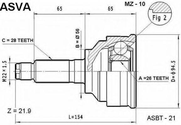 MAZDA G564-25-50X Шарнірний комплект, приводний вал