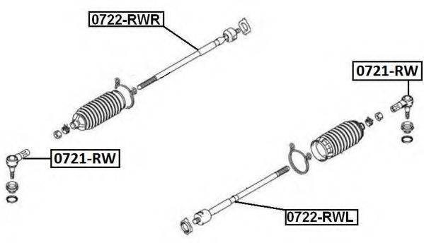 ASVA 0722RWR Осьовий шарнір, рульова тяга