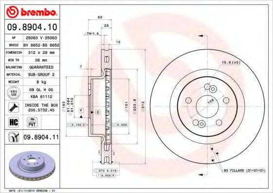 BREMBO 09.8904.11