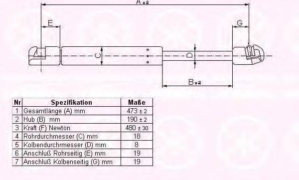 FIAT 0000046824070 Газова пружина, кришка багажника